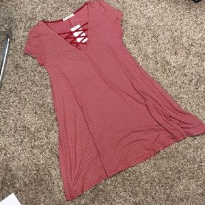Red and white striped t-shirt dress